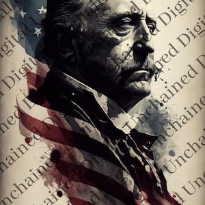 Präsident Theodore Roosevelt - Teddy - Digital Art - druckbare Wandkunst - Man Cave Decor - Geschenke für Ihn