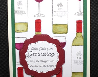 Birthday card, greeting card wine green