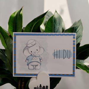 Biglietto d'auguri compleanno elefante marinaio marittimo