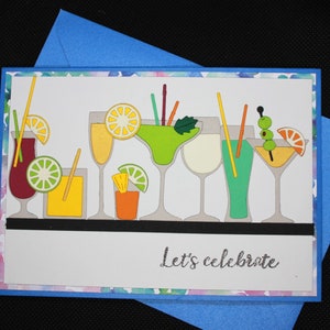 Schöne Geburtstagskarte,  Grußkarte, Party, Cocktail