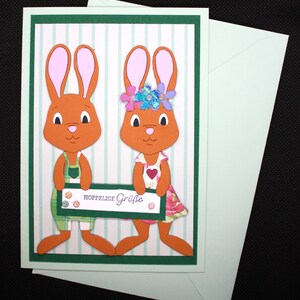 Grußkarte zu Ostern mit einem schönen Hasenpärchen