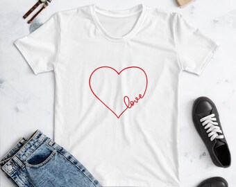 Camiseta roja Love Heart White