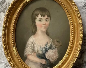 Encantador retrato al pastel de un niño