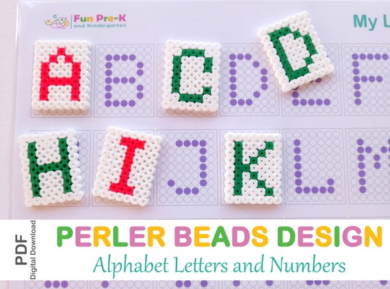 Lettres et chiffres en perles Hama par Rito Krea - Motif de perles Lettres  - 48 pièces 