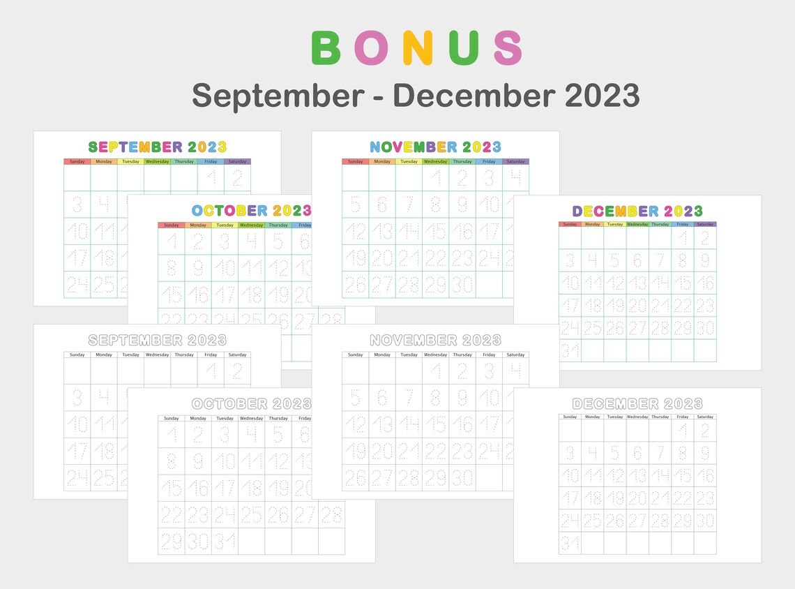 2025 Traceable Calendar, Tracing Numbers, Coloring Calendar, Daily
