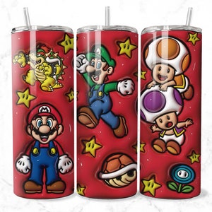 3D Inflated Game Tumbler, Cartoon 20oz Skinny Straight, 3D Inflated Design, 3D Inflate, 3D Tumbler Wrap, Tumbler Wrap,20oz Skinny Tumbler