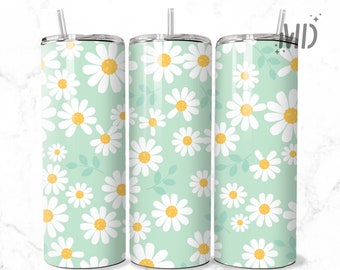 Daisy Tumbler Wrap - Spring Flower 20oz Straight Skinny Wrap - Sublimation Design - Sublimation Design Digital Download - PNG