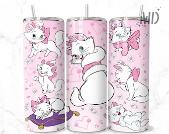Pink Cat Tumbler Wrap - 20oz Straight Skinny Wrap - Sublimation Design - Sublimation Design Digital Download - PNG