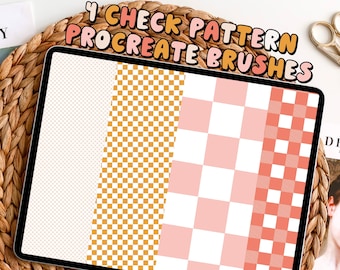 4 Check Procreate Brushes - Check seamless pattern Procreate