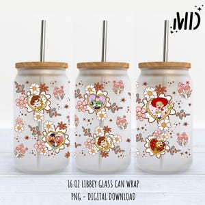 Story Friends Libbey 16oz Wrap - Design a sublimazione - Story Friends Can Glass 16oz - Design a sublimazione Download digitale - PNG - Primavera 16oz