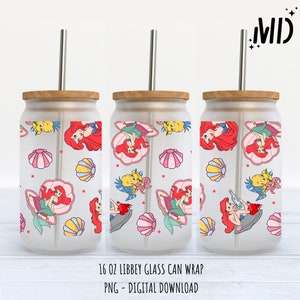 Princess Mermaid libbey 16oz, Magical Glass Can Design, Princess Tumbler Wrap
