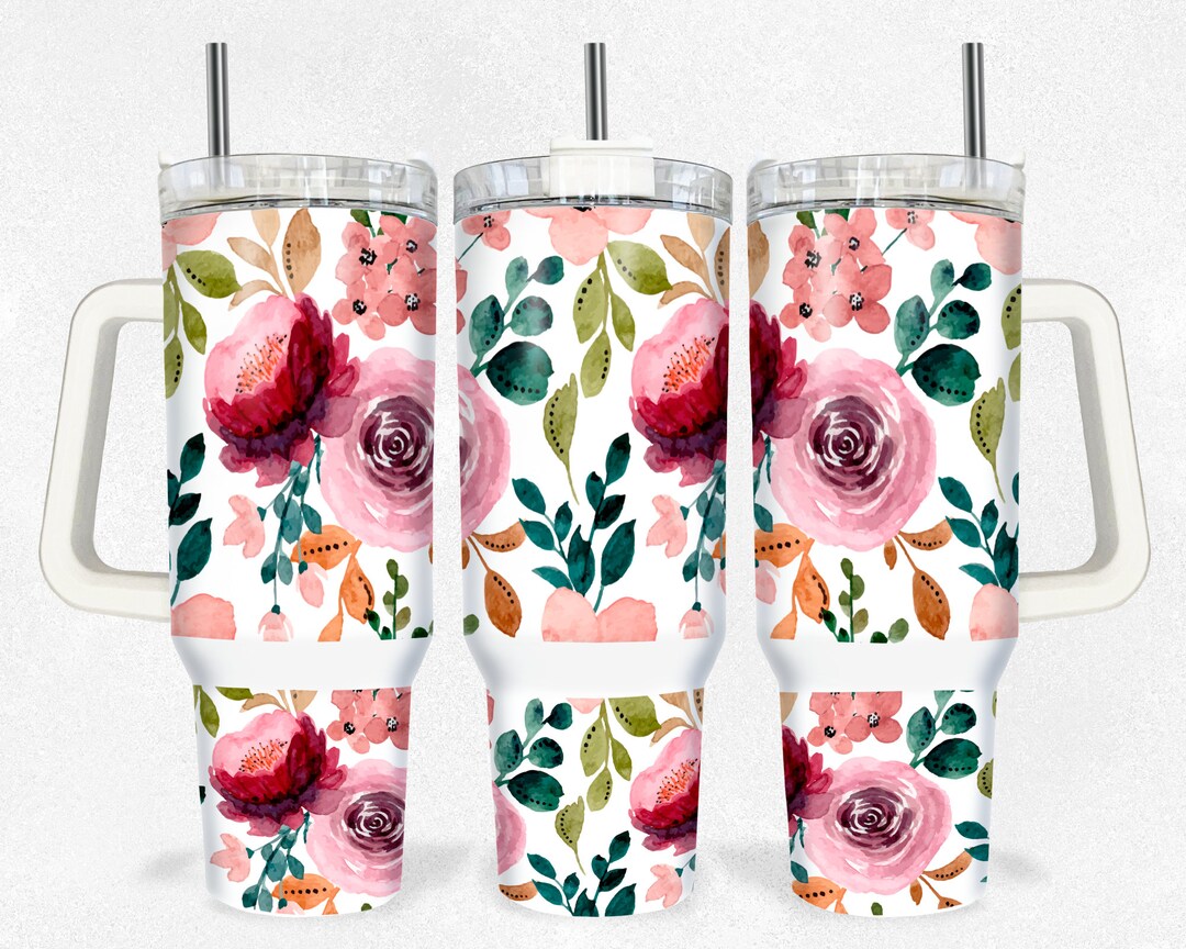 Boho Floral 40oz Quencher Tumbler Wrap/ PNG Tumbler Design Sublimation ...