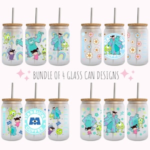 Bundle of 4 Monsters Libbey 16oz - Sublimation Design - Sublimation Design Digital Download - PNG