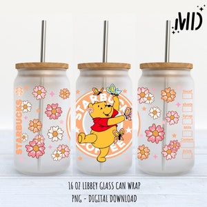 Spring Honey Flower Libbey 16 oz, Flower Glass Can 16oz, Summer Flower Tumbler