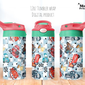 Vaso de dibujos animados png, Vaso con tapa abatible de 12 oz con diseño de coche, Vaso con tapa abatible de 12 oz con diseño de coches de carrera