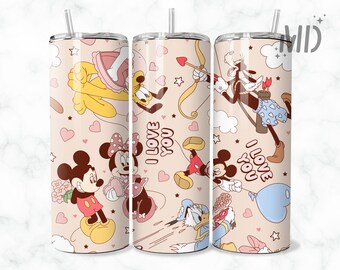 Valentines Day Tumbler Wrap, Magical Love Sublimation Design, 20 oz Skinny Tumbler Designs, Mouse Valentines Tumbler PNG, Digital Download
