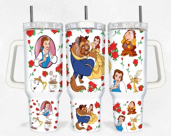 Magical Princess Rose 40oz Tumbler Wrap Png, Spring 40 oz Tumbler Png, Princess Cartoon Magical Tumbler 40oz Png, Sublimation Designs