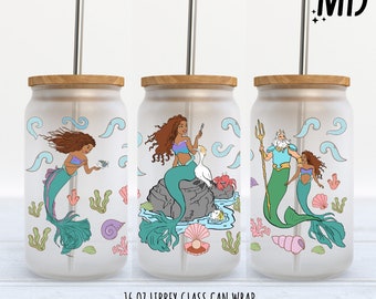 Princesa sirena libbey 16 oz, diseño de lata de vidrio mágico, envoltura de vaso de princesa