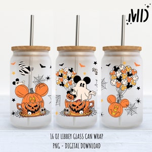 Magical Halloween Can Glass Libbey 16oz, Halloween Ghost Libbey Sublimation 16oz