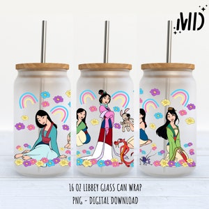 Princess libbey 16oz, Magical Glass Can Design, Princess Tumbler Wrap