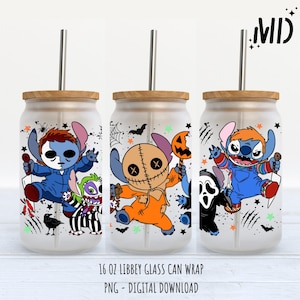 Halloween Magical Libbey 16 oz, Halloween Autumn Glass Can 16oz, Scary Horror Tumbler 16oz