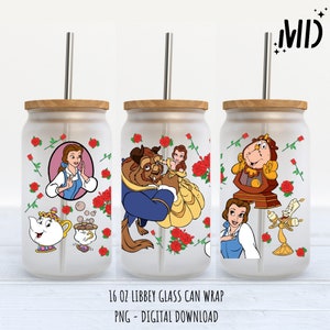 Princess libbey 16oz, Magical Glass Can Design, Princess Tumbler Wrap