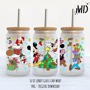 Magical Christmas Libbey 16 oz, Merry Christmas Glass Can 16oz, Santa Tumbler