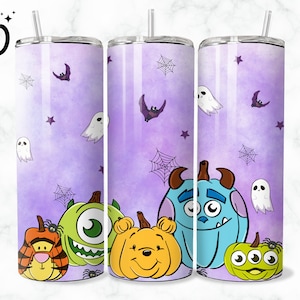 Monsters Halloween Tumbler Wrap - 20oz Straight Skinny Wrap - Sublimation Design - Sublimation Design Digital Download - PNG