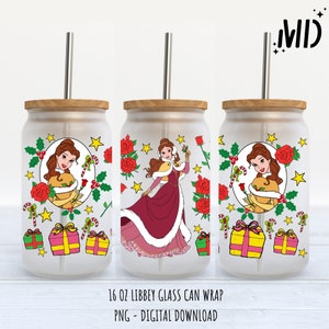 Winter Princess Magical Christmas Libbey 16 oz, Merry Christmas Glass Can 16oz, Santa Tumbler