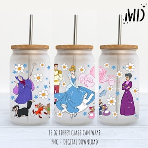Princess Beauty libbey 16oz, Magical Glass Can Design, Princess Tumbler Wrap