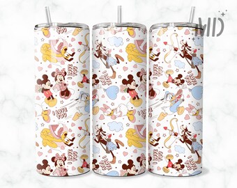 Valentines Day Tumbler Wrap, Magical Love Sublimation Design, 20 oz Skinny Tumbler Designs, Mouse Valentines Tumbler PNG, Digital Download