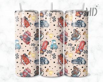 Vaso flaco de coche de dibujos animados 20 oz, vaso 20 oz PNG, vaso flaco de primavera 20 oz