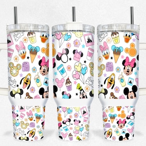 Magical Snacks 40oz Tumbler Wrap Png, Cartoon Characters 2 pieces 40 oz Tumbler Png, Spring Cartoon 40oz Tumbler Png Sublimation Design