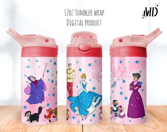 Magiczna Księżniczka Tumbler png, Kwiatowy Kubek Niekapek 12oz, Księżniczka Flip Top Tumbler 12oz