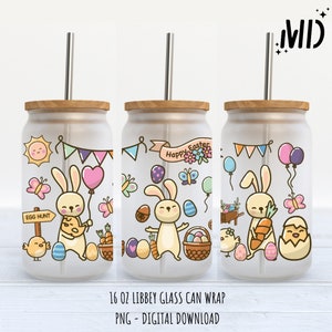 Easter Spring Magical Flower Libbey 16 oz, Flower Glass Can 16oz, Easter Egg Flower Tumbler