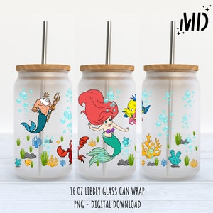 Princess Mermaid libbey 16oz, Magisches Glas Dosen Design, Princess Tumbler Wrap