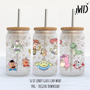 Story Friends Libbey 16oz Wrap - Bożonarodzeniowy projekt sublimacji - Story Friends Can Glass 16oz - Projekt sublimacji do pobrania cyfrowego - PNG