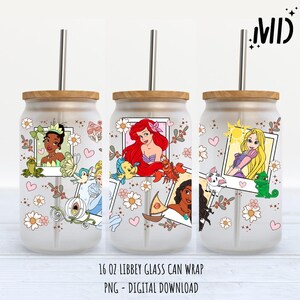 Princess libbey 16oz, Magical Glass Can Design, Princess Tumbler Wrap