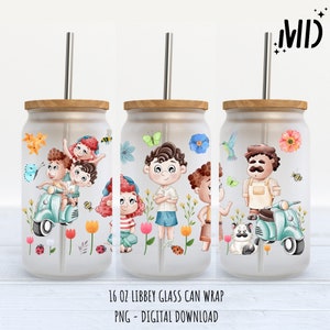 Under the sea Boy Cartoon Libbey 16oz, Super Cartoon Glass Can 16oz