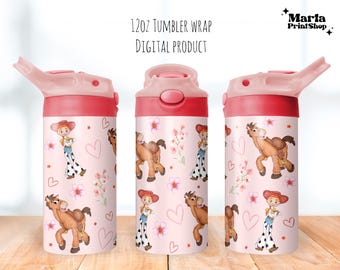 Vaso de dibujos animados png, Vaso para beber Toy World de 12 oz, Vaso con tapa abatible para niño de 12 oz