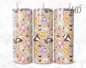 Horror png, Vaso flaco Sally Halloween 20 oz, Envoltura vaso Jack Halloween 20 oz, Envoltura vaso Addams Halloween 20 oz