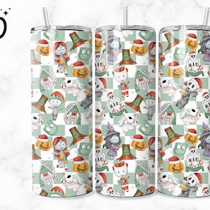 Christmas Horror png, Sally Halloween Skinny Tumbler 20 oz, Jack Christmas Tumbler Wrap 20oz, Addams Halloween Tumbler Wrap 20oz