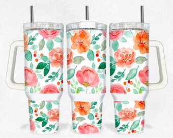 Boho Floral 40oz Quencher Tumbler Wrap/ PNG Diseño de Vaso Diseños de Sublimación Descargas - PNG/ diseño sin costuras