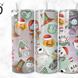 Christmas Horror png, Sally Halloween Skinny Tumbler 20 oz, Jack Christmas Tumbler Wrap 20oz, Addams Halloween Tumbler Wrap 20oz