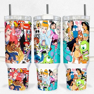 Magical Snacks 40oz Tumbler Wrap Png, Cartoon Characters 2 pieces 40 oz Tumbler Png, Spring Cartoon 40oz Tumbler Png Sublimation Design