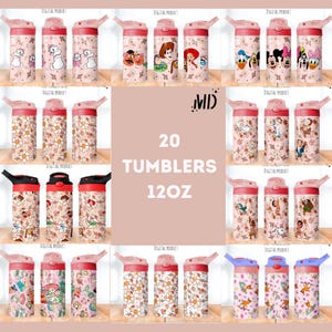 Lot de 20 gobelets princesse magiques png, gobelet beauté 12 oz, gobelet fleur chat 12 oz, gobelet magique collations 12 oz