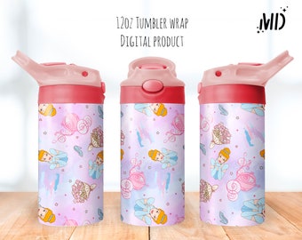 Magiczna Księżniczka Tumbler png, Kwiatowy Kubek Niekapek 12oz, Księżniczka Flip Top Tumbler 12oz
