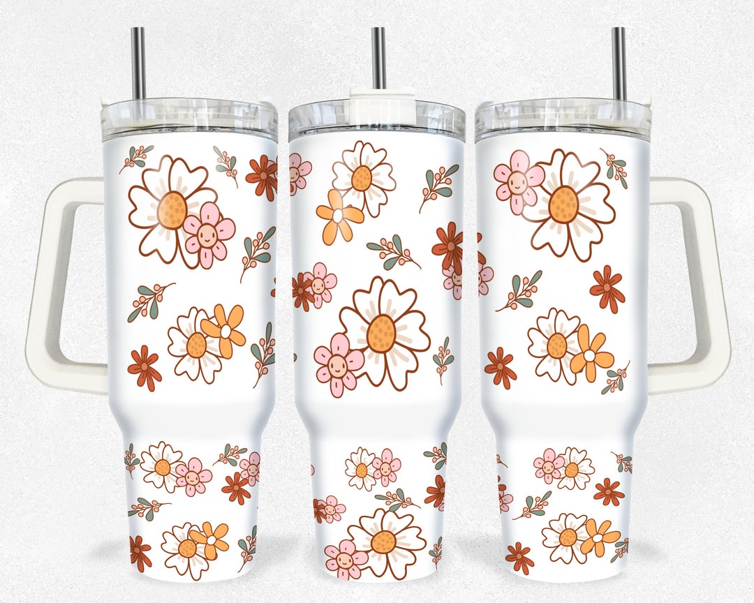 Boho Floral 40oz Quencher Tumbler Wrap/ PNG Tumbler Design Sublimation ...
