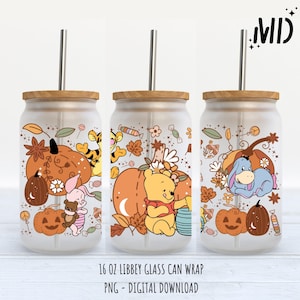 Autumn Libbey 16oz, Fall Designs, Pumpkin Can Glass 16oz, Autumn Can Glass Design PNG