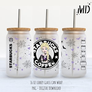 Halloween Princess libbey 16oz, Magical Glass Can Design, Princess Tumbler Wrap